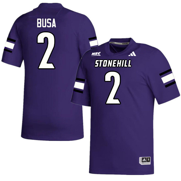 Stonehill Skyhawks #2 Anthony Busa College Football Jerseys,Uniforms Stitched-Purple